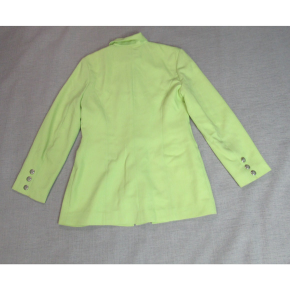Vintage Gina Blazer Womens Size 12 Lime Green Jacket Retro 80s Made in England - Picture 9 of 14